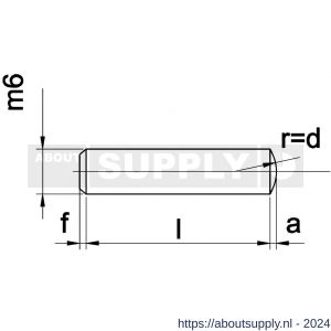 Kobout 77ZW06016 cilindrische pen DIN 7 onbehandeld staal (passing M6) 6x16 - S50459673 - afbeelding 1