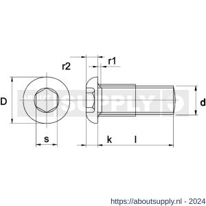 Kobout 3ULSZW03030 laagbolkopbout met binnenzeskant ISO 7380 10.9 onbehandeld staal M3x30 - S50450487 - afbeelding 1