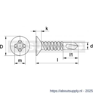 Kobout 47504PA235025 zelfborende schroef verzonken kop Phillipsdrive (kruiskop) DIN 7504O RVS A2 3,5x25 - S50486686 - afbeelding 1