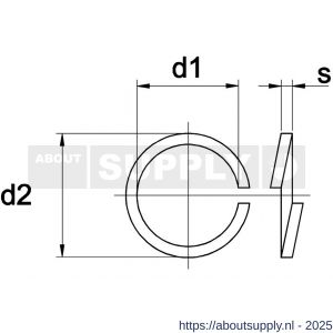 Kobout 47980A203 veerring met vlakke einden voor binnenzeskantbout cilinderkop DIN 7980 RVS A2 - S50476820 - afbeelding 1