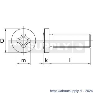 Kobout 67985EV08016 metaalschroef bolcilinderkop Philipsdrive (kruiskop) DIN 7985 galvanisch verzinkt M8x16 - S50452624 - afbeelding 1