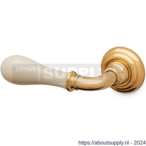 Mandelli1953 641L Doge deurkruk gatdeel op rozet 51x12 mm linkswijzend messing gepolijst-ivoor porselein - S21015207 - afbeelding 1