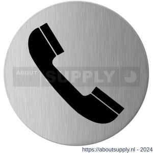 GPF Bouwbeslag RVS 0425.09 pictogram Telefoon rond 75 mm zelfklevend RVS mat geborsteld - S21004572 - afbeelding 1