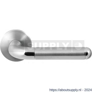 GPF Bouwbeslag RVS 1060.09/49-00 Maku Duo deurkruk op ronde rozet 50x8 mm RVS mat geborsteld-RVS gepolijst - S21013823 - afbeelding 1