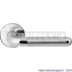 GPF Bouwbeslag RVS 1060.49/09-00 Maku Duo deurkruk op ronde rozet 50x8 mm RVS gepolijst-RVS mat geborsteld - S21013825 - afbeelding 1