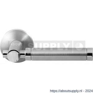 GPF Bouwbeslag RVS 2075.09/49-00 Moko Duo deurkruk op ronde rozet 50x8 mm RVS mat geborsteld-RVS gepolijst - S21013844 - afbeelding 1