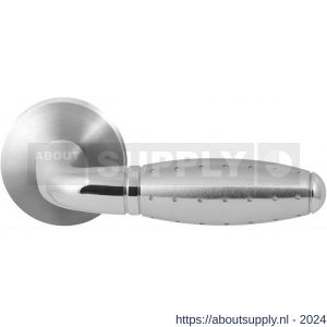 GPF Bouwbeslag RVS 3000.09/49-00 Knipo deurkruk op ronde rozet 50x8 mm RVS mat geborsteld-RVS gepolijst - S21013862 - afbeelding 1