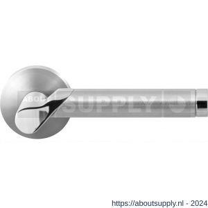 GPF Bouwbeslag RVS 3025.09/49-00 Horo Duo deurkruk op ronde rozet 50x8 mm RVS mat geborsteld-RVS gepolijst 50x8 mm - S21013876 - afbeelding 1