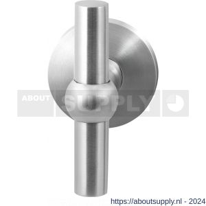 GPF Bouwbeslag RVS 3045.09-05 Hipi kruisknop op ronde rozet RVS 50x6 mm vast met knopvastzetter RVS mat geborsteld - S21013902 - afbeelding 1