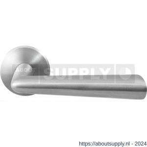 GPF Bouwbeslag RVS 3100.09-00 Pirau deurkruk op ronde rozet 50x8 mm RVS mat geborsteld - S21009280 - afbeelding 1