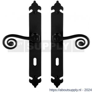 GPF bouwbeslag GPF6200.60 smeedijzer zwart Kera deurkruk op langschild BB 72 mm 291x41x4 mm - Y21009401 - afbeelding 1