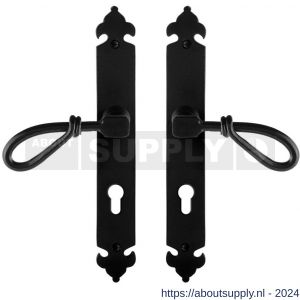 GPF bouwbeslag GPF6255.60 smeedijzer zwart Sula deurkruk op langschild PC 72 mm 291x41x4 mm - Y21009528 - afbeelding 1