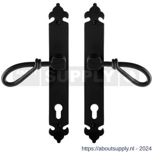 GPF bouwbeslag GPF6255.60 smeedijzer zwart Sula deurkruk op langschild PC 92 mm 291x41x4 mm - Y21009530 - afbeelding 1