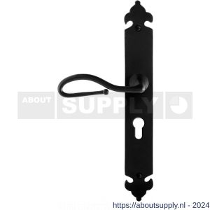 GPF bouwbeslag GPF6260.60L smeedijzer zwart Lumi deurkruk gatdeel op langschild PC 55 mm 291x41x4 mm linkswijzend - Y21009566 - afbeelding 1