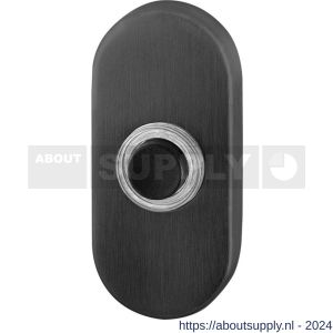 GPF Bouwbeslag PVD 9826.04P1 deurbel beldrukker ovaal 70x32x10 mm met zwarte button PVD antraciet - S21006090 - afbeelding 1