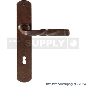 Utensil Legno FM026R M deurkruk gatdeel op schild 245x40 mm blind met veer gepatenteerd systeem rechtswijzend roest - S21006993 - afbeelding 1