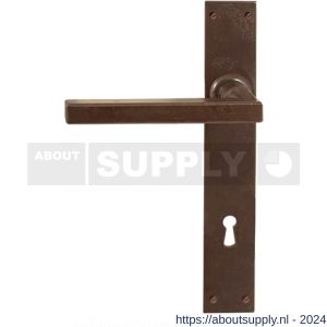 Utensil Legno FM363L M deurkruk gatdeel op schild 220x35 mm blind met veer gepatenteerd systeem linkswijzend roest - S21007146 - afbeelding 1