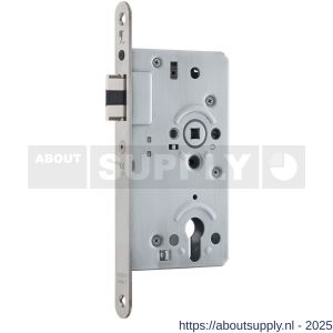 GPF Bouwbeslag RVS 0140.09 Loop loopslot RVS U voorplaat afgerond 235x20x3 mm doornmaat 60 mm DIN links-rechts nastelbare gelagerde klemtuimelaar en fluisterdagschoot RVS geborsteld - S21005715 - afbeelding 1