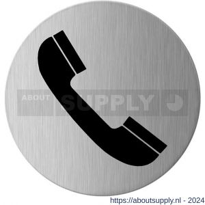 GPF Bouwbeslag RVS 0425.09 pictogram Telefoon rond 75 mm zelfklevend RVS geborsteld - S21004572 - afbeelding 1