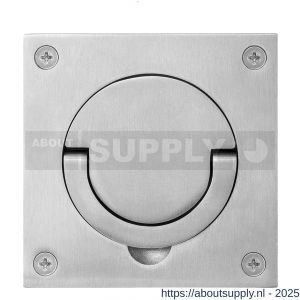 GPF Bouwbeslag RVS 0703.09 ringgreep-komdeurkruk 89x89 mm vlak RVS geborsteld - S21002946 - afbeelding 1