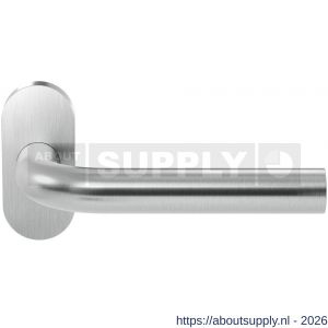 GPF Bouwbeslag RVS GPF1000.09-04 Aka deurkruk op ovaal rozet RVS 70x32x10 mm RVS geborsteld - S21009199 - afbeelding 1