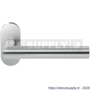 GPF Bouwbeslag RVS GPF1015.09-04 Toi deurkruk op ovaal rozet RVS 70x32x10 mm RVS geborsteld - S21009219 - afbeelding 1