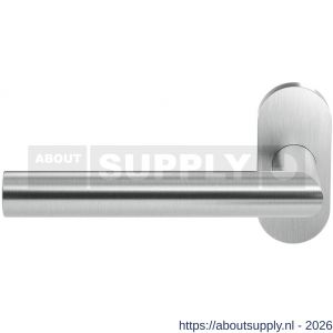GPF Bouwbeslag RVS GPF1015.09-04L Toi deurkruk gatdeel op ovaal rozet RVS 70x32x10 mm linkswijzend RVS geborsteld - S21009989 - afbeelding 1