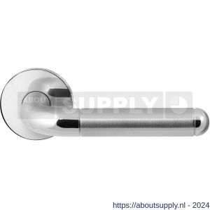 GPF Bouwbeslag RVS 1060.49/09-00 GPF1060.00 Maku Duo deurkruk op rond rozet 50x8 mm RVS gepolijst-RVS geborsteld - S21013825 - afbeelding 1