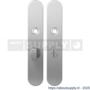 GPF Bouwbeslag RVS 1100.20 WC55/8 groot langschild afgerond enkelverend 218x40x8,5 mm WC55/8 grote knop RVS geborsteld - S21004282 - afbeelding 1