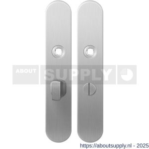 GPF Bouwbeslag RVS 1100.20 WC57/5 groot langschild afgerond enkelverend 218x40x8,5 mm WC57/5 grote knop RVS geborsteld - S21004291 - afbeelding 1
