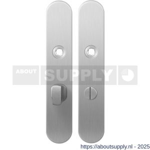 GPF Bouwbeslag RVS 1100.20 WC63/8 groot langschild afgerond enkelverend 218x40x8,5 mm WC63/8 grote knop RVS geborsteld - S21004300 - afbeelding 1