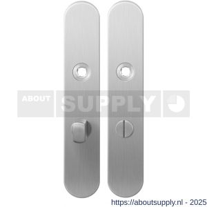 GPF Bouwbeslag RVS 1100.20 WC63/8 normaal langschild afgerond enkelverend 218x40x8,5 mm WC63/8 normale knop RVS geborsteld - S21004223 - afbeelding 1