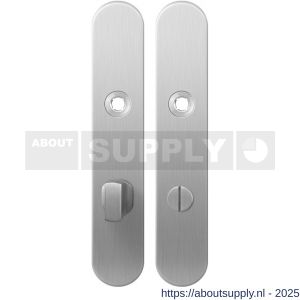 GPF Bouwbeslag RVS 1100.20 WC72/8 groot langschild afgerond enkelverend 218x40x8,5 mm WC72/8 grote knop RVS geborsteld - S21004307 - afbeelding 1