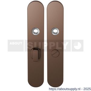 GPF Bouwbeslag Anastasius 1120.A2 WC55/8 groot langschild afgerond enkelverend 218x40x8,5 mm WC55/8 grote knop Bronze blend - S21011129 - afbeelding 1