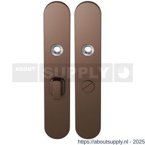 GPF Bouwbeslag Anastasius 1120.A2 WC57/5 groot langschild afgerond enkelverend 218x40x8,5 mm WC57/5 grote knop Bronze blend - S21012685 - afbeelding 1