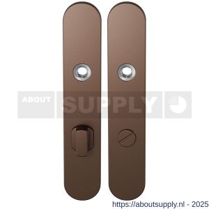 GPF Bouwbeslag Anastasius 1120.A2 WC72/8 groot langschild afgerond enkelverend 218x40x8,5 mm WC72/8 grote knop Bronze blend - S21011131 - afbeelding 1