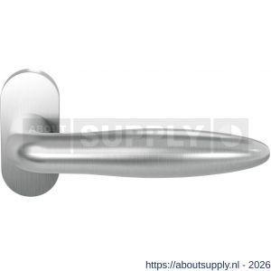 GPF Bouwbeslag RVS GPF1315.09-04 Pepe deurkruk op ovaal rozet RVS 70x32x10 mm RVS geborsteld - S21009240 - afbeelding 1