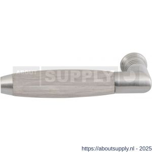 GPF Bouwbeslag RVS 4042L/R Ika deurkruk gatdeel links-rechtswijzend haaks met trapezium eindknop RVS geborsteld-eiken whitewash - S21002785 - afbeelding 1