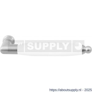GPF Bouwbeslag RVS 4156L/R XL Ika XL deurkruk gatdeel links-rechtswijzend haaks met ronde eindknop RVS geborsteld-wit - S21008232 - afbeelding 1