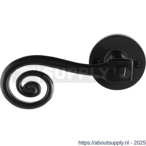 GPF Bouwbeslag Smeedijzer GPF6200.60-00L Kera deurkruk gatdeel op rond rozet 53x5 mm linkswijzend smeedijzer zwart - S21009585 - afbeelding 1