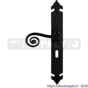 GPF Bouwbeslag Smeedijzer 6200.60L BB72 Kera deurkruk gatdeel op langschild 291x41x4 mm BB72 linkswijzend smeedijzer zwart - S21009413 - afbeelding 1