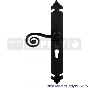 GPF Bouwbeslag Smeedijzer 6200.60L PC55 Kera deurkruk gatdeel op langschild 291x41x4 mm PC55 linkswijzend smeedijzer zwart - S21009417 - afbeelding 1