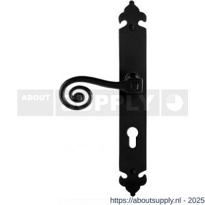 GPF Bouwbeslag Smeedijzer 6200.60L PC72 Kera deurkruk gatdeel op langschild 291x41x4 mm PC72 linkswijzend smeedijzer zwart - S21009419 - afbeelding 1