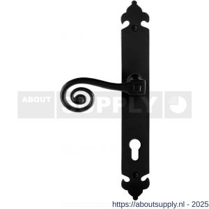 GPF Bouwbeslag Smeedijzer 6200.60L PC85 Kera deurkruk gatdeel op langschild 291x41x4 mm PC85 linkswijzend smeedijzer zwart - S21009421 - afbeelding 1