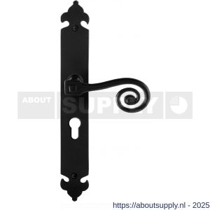 GPF Bouwbeslag Smeedijzer 6200.60R PC55 Kera deurkruk gatdeel op langschild 291x41x4 mm PC55 rechtswijzend smeedijzer zwart - S21009418 - afbeelding 1