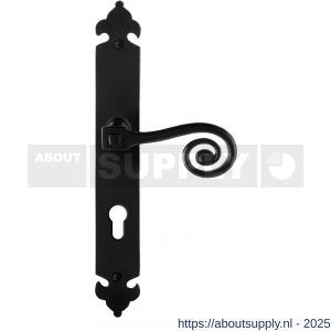 GPF Bouwbeslag Smeedijzer 6200.60R PC72 Kera deurkruk gatdeel op langschild 291x41x4 mm PC72 rechtswijzend smeedijzer zwart - S21009420 - afbeelding 1