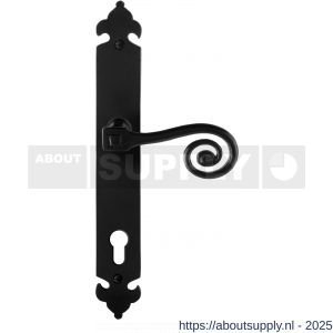 GPF Bouwbeslag Smeedijzer 6200.60R PC92 Kera deurkruk gatdeel op langschild 291x41x4 mm PC92 rechtswijzend smeedijzer zwart - S21009424 - afbeelding 1