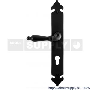 GPF Bouwbeslag Smeedijzer 6215.60L/R PC72 Muki deurkruk gatdeel op langschild 291x41x4 mm links-rechtswijzend smeedijzer zwart - S21010388 - afbeelding 1