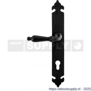 GPF Bouwbeslag Smeedijzer 6215.60L/R PC85 Muki deurkruk gatdeel op langschild 291x41x4 mm links-rechtswijzend smeedijzer zwart - S21010389 - afbeelding 1