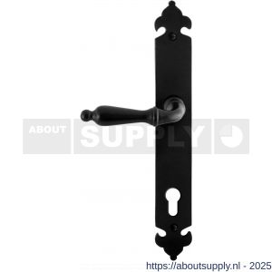 GPF Bouwbeslag Smeedijzer 6215.60L/R PC92 Muki deurkruk gatdeel op langschild 291x41x4 mm links-rechtswijzend smeedijzer zwart - S21010390 - afbeelding 1